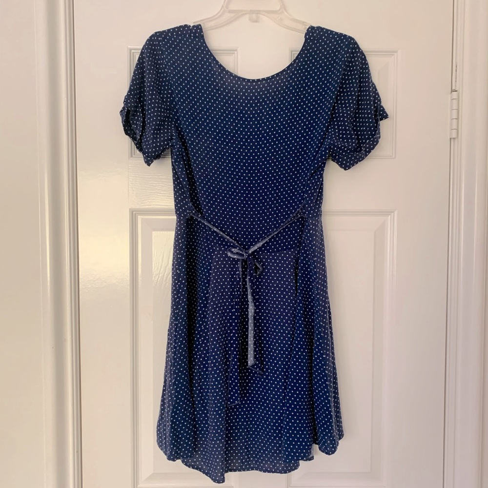 Urban Outfitters Blue Polka Dot Sun Dress